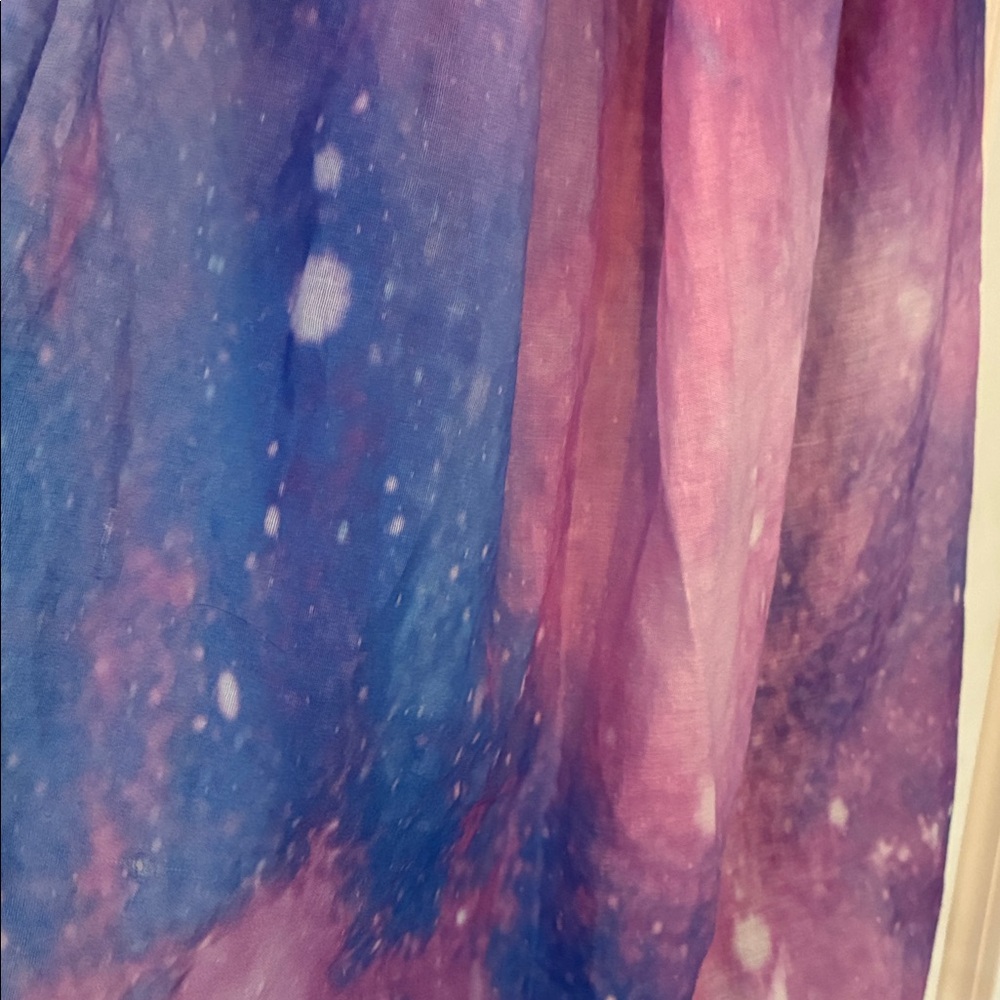 Blue Pink Purple Galaxy Sky Pattern Head Wrap Scarf Sheer Fabric - Picture 3 of 10